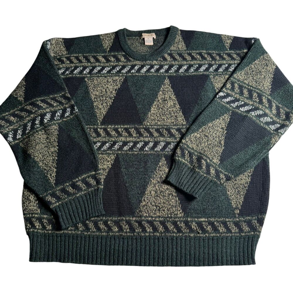 Vintage 1990s Windridge Geometric Coogi Style Knit Sweater Men’s XL